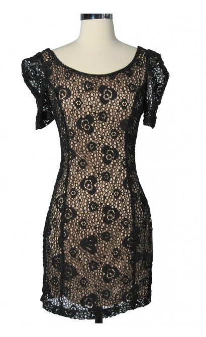 Mysterious Miss Black Lace Overlay Dress